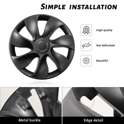 EVBASE Model Y Überturbine Wheel Cover 19 inch Turbine Wheel Cap Model Y Matte Black 4PCS