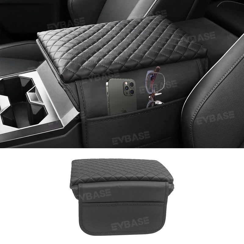 Tesla Cybertruck Center Console Armrest Cover Leather Protector With Side Pockets