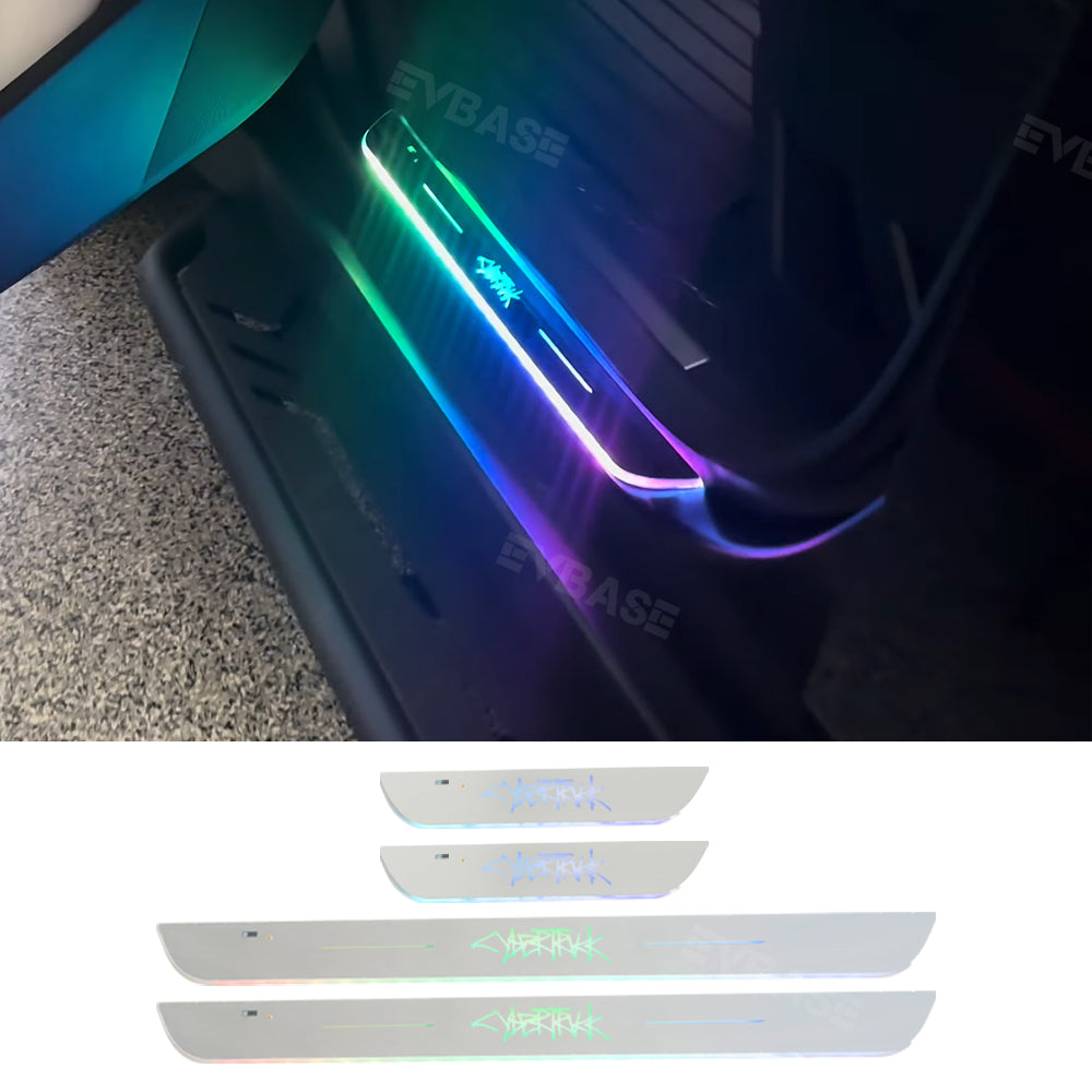 Tesla Cybertruck Illuminated Door Sill Protector LED Welcome Pedal Trim Plates