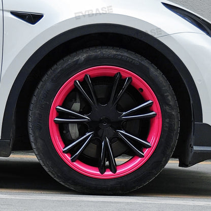 Tesla Model Y Bicolor Wheel Covers 19 Inch ABS Rim Protector Covers Sport Wheel Caps 4PCS