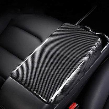 Tesla Model Y 3 Carbon Fiber Interior Accessories Central Control Armrest Box Cover