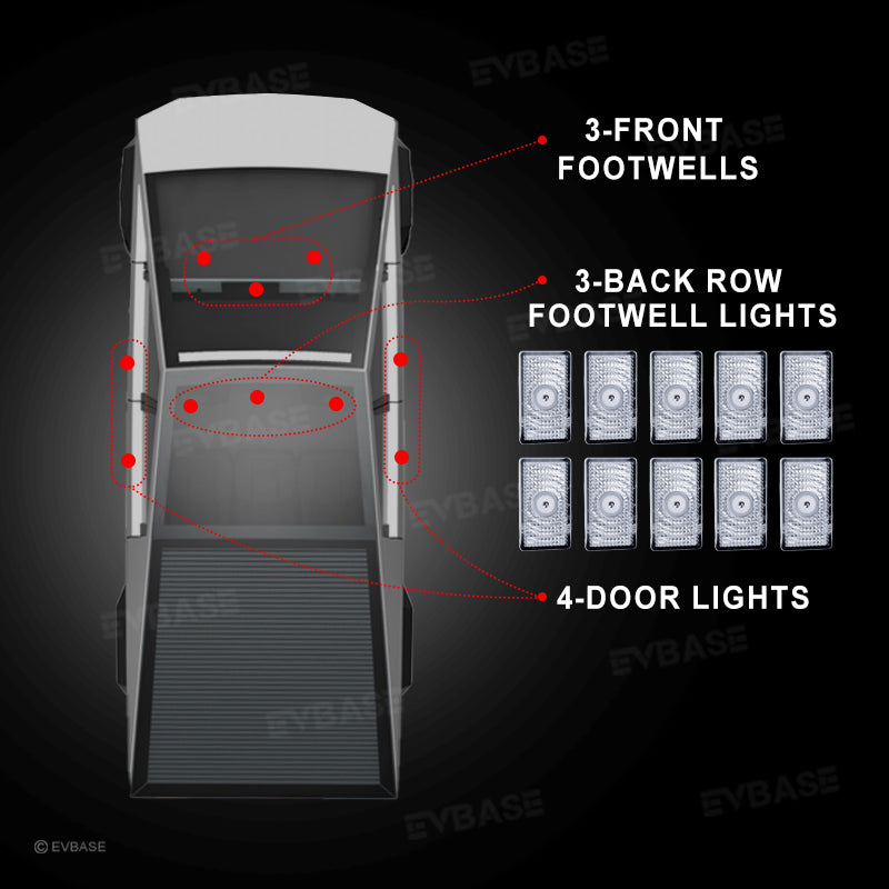 Cybertruck Interior LED Lights RGB Door Puddle Footwell RGB Welcome Light Tesla Upgrade Kit