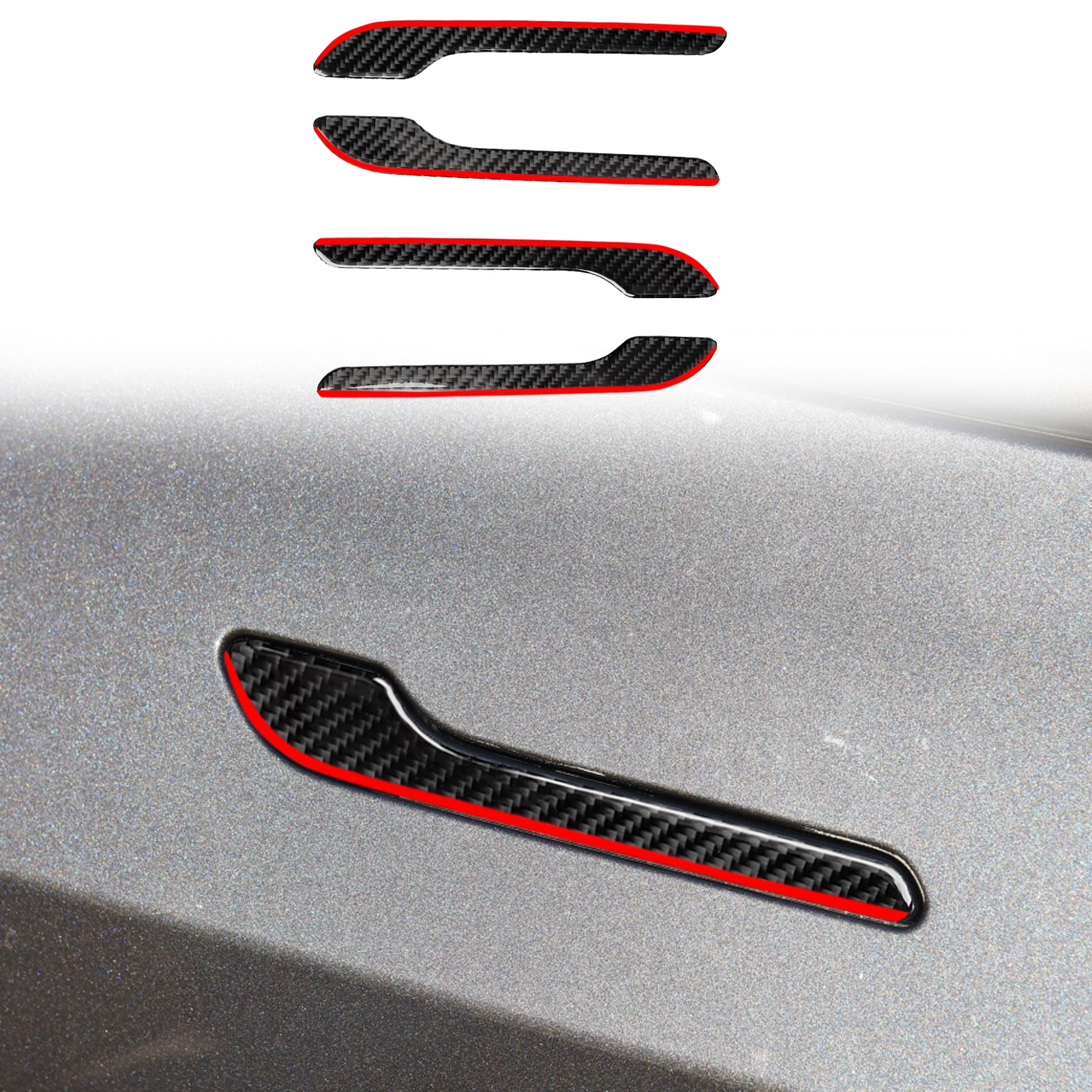 Model 3 Y Real Carbon Fiber Redline Tesla Door Handle Covers Accessories Tesla Model 3 Y