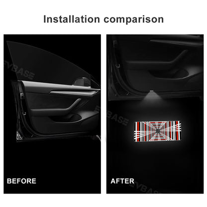 Tesla Door Plaid Projector Lights Model 3 Y Ultra-Bright Tesla Puddle Lights Welcome Door Lamps