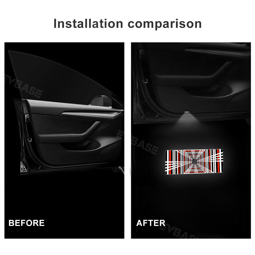 Tesla Model 3 Y Puddle Lights Projector Door Step Light Accessories In -  EVBASE-Premium EV&Tesla Accessories