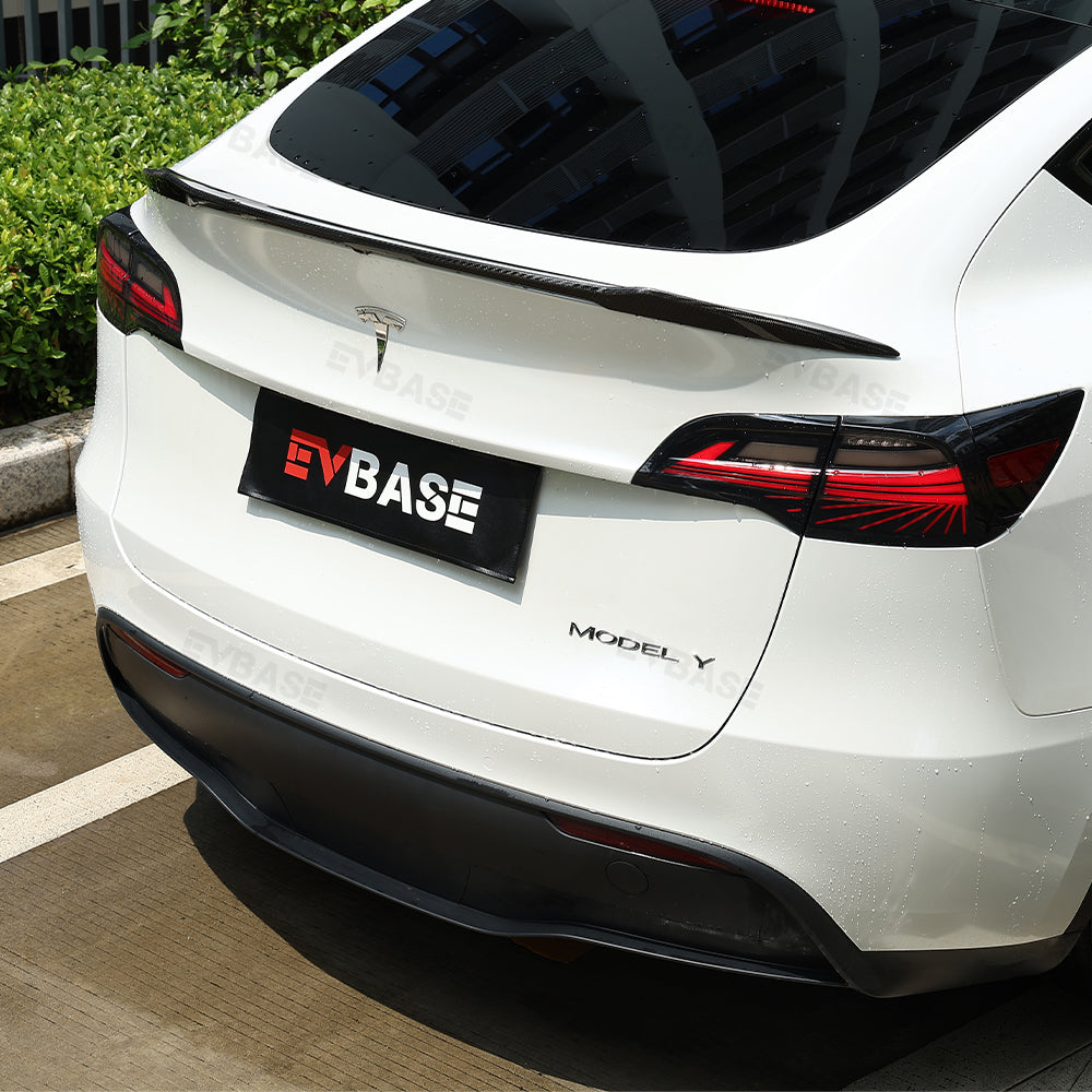 EVBASE Tesla Model Y Spoiler Real Carbon fiber Rear Trunk Lid Big Sport Spoiler Wing Glossy