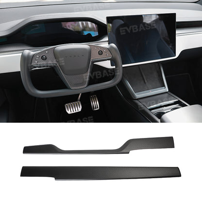 Tesla Model X S Interior Real Carbon Fiber Cover Full Upgrade Kit Plaid Style Overlay Protection Dashboard Center Console