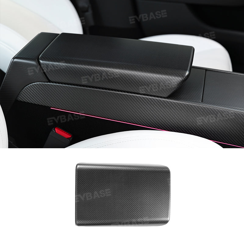 EVBASE Tesla Model 3 Highland Armrest Box Cover Real Carbon Fiber Center Console Cover Trim Protection