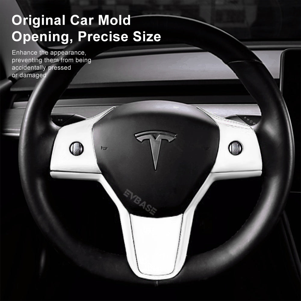 Model 3 & Y Steering Wheel Overlay (3 Piece) - Real Molded Carbon Fibe