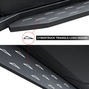 EVBASE Tesla Cybertruck Running Boards Side Steps Nerf Bars Upgrade With Cybertruck Triangle Logo