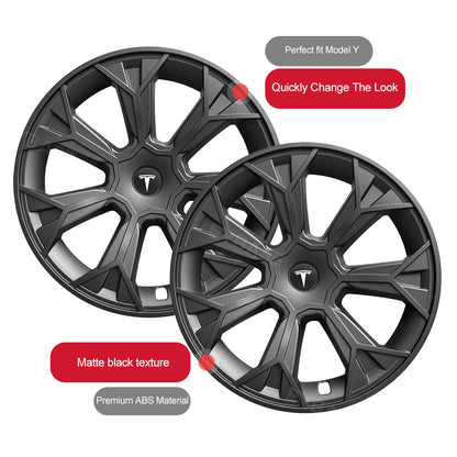 EVBASE Tesla Model Y Wheel Covers With Thunder Style 19 inch Hub Caps 4pcs Inspired by Cybertruck Model Y