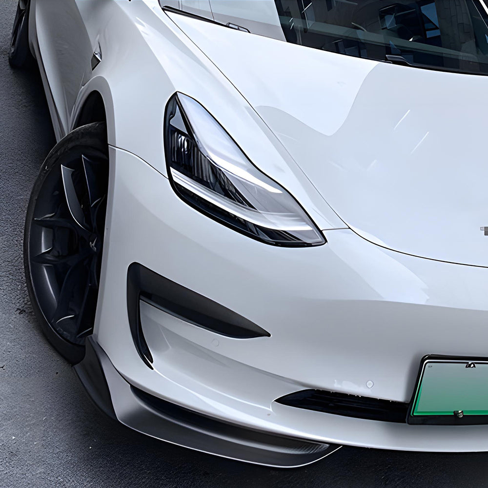 EVBASE Carbon Fiber Front Fog Light Trim Cover per Tesla Model 3