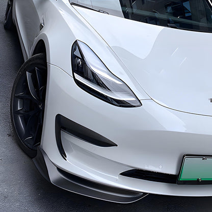 EVBASE Carbon Fiber Front Fog Light Trim Cover per Tesla Model 3