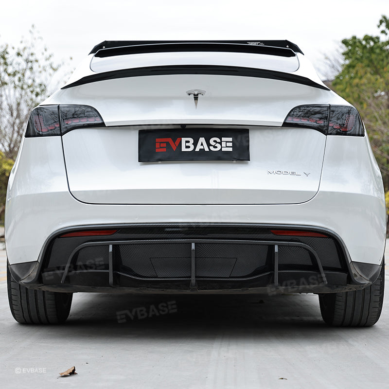 Tesla Model Y Spoiler Wing Dry Real Carbon Fiber OEM Style Inspired By Model 3 Performance Rear Splitter