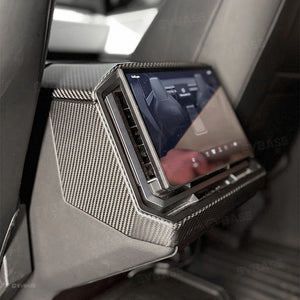 Tesla Cybertruck Rear Screen Overlay Real Carbon Fiber Display Frame Cover Backseat Air Vent Protection