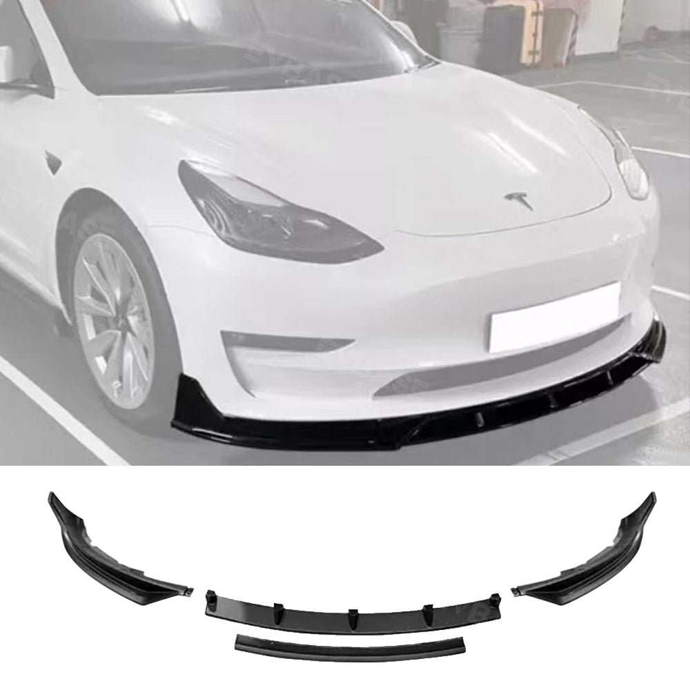 Tesla Model Y 3 Front Bumper Lip Spoiler Sporty F Style Splitter ABS Body Kit Protection Trim