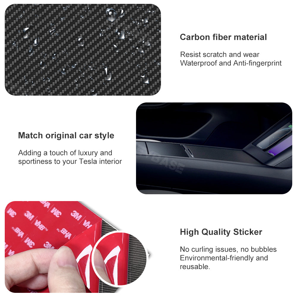 Model 3 Highland Real Carbon Fiber Center Console Sticker Protector Tesla Interior Accessories EVBASE