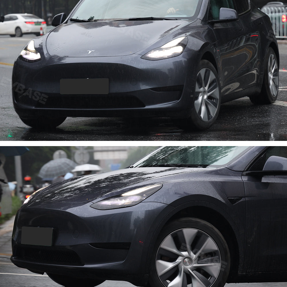 Tesla Model 3 Y Headlights Smoke Tint TPU Wrap Cover Protective Film PPF Paint Protection Film