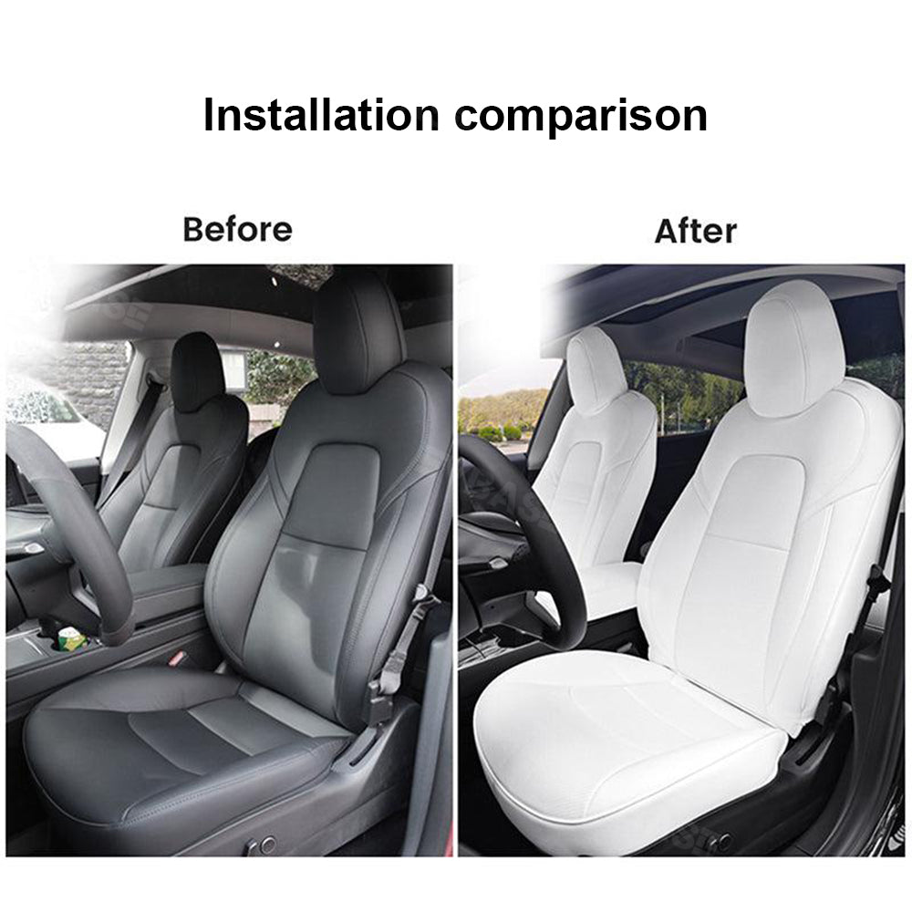 Tesla Model Y 3 Custom Seat Covers Cushion Breathable NAPPA Litchi Vegan Leather