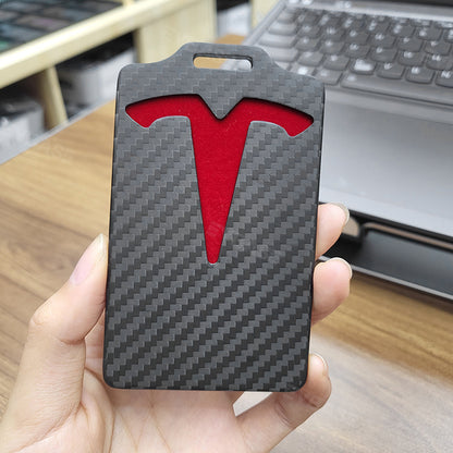 Tesla Key Card Holder Real Carbon Fiber Card Case Keychain Protective Card Sleeves EVBASE