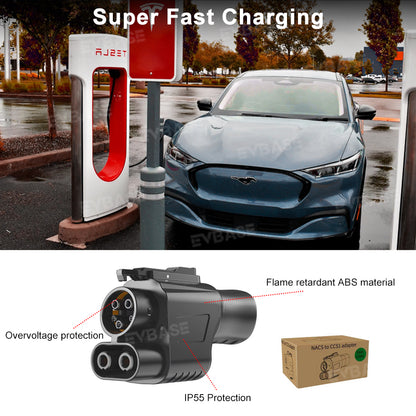 Tesla to CCS1 Adapter NACS to CCS 400A 500V For Rivian Ford Mach-E Non-Tesla EVs DC 200kW Fast Charging