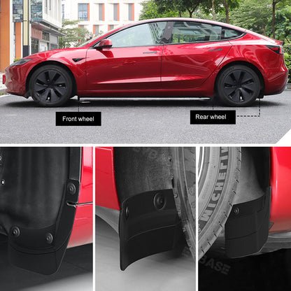 Tesla Model 3 Highland Mud Flaps Hidden Splash Guard Mud Guard No Drilling All Weather Protection