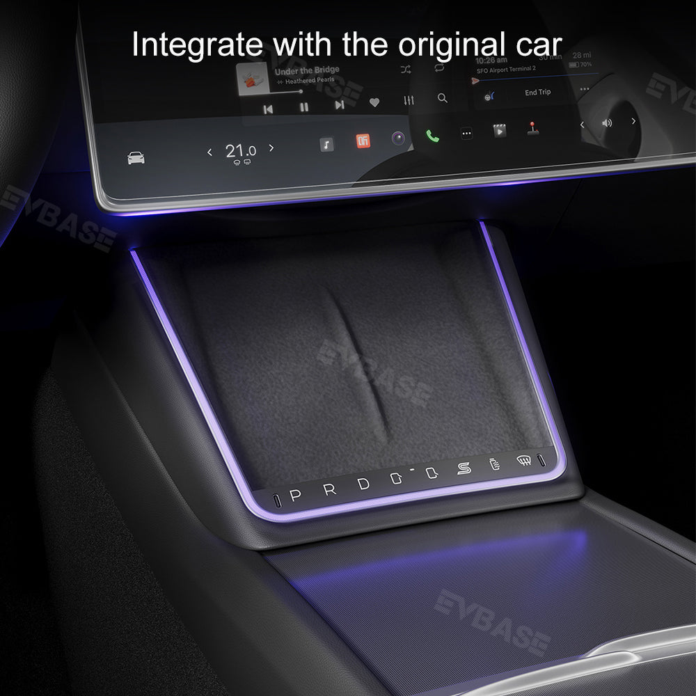 Tesla Model 3 Highland Wireless Charging Expansion Dock Center Console With Ambient Light Quick Buttons