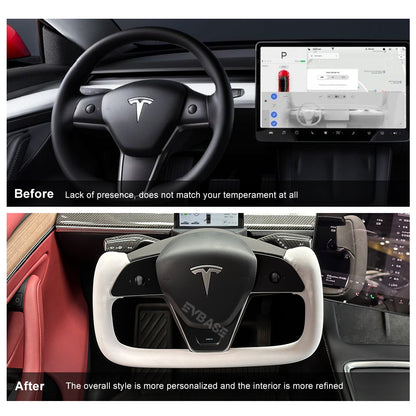 Tesla Model 3 Y Yoke Steering Wheel Inspired by Model X/S Yoke Nappa Black|EVBASE