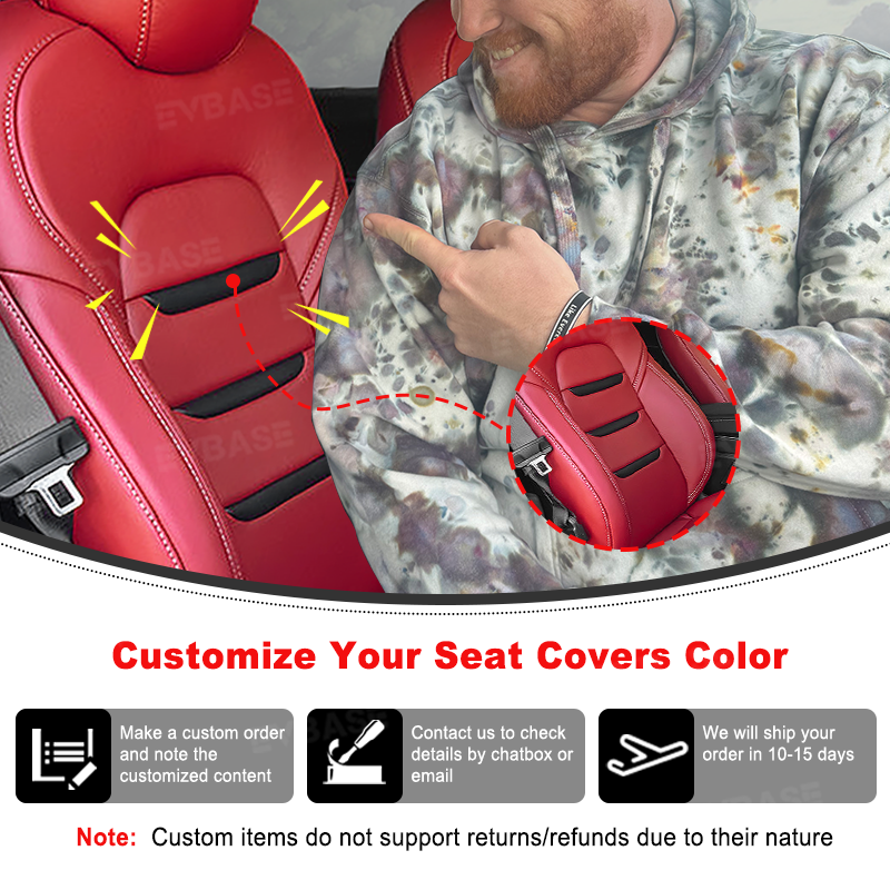 EVBASE Tesla Seat Covers For Model Y/Y Juniper/3 Highland Leather Seat Protector 3-lined Insignia Design