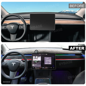 Tesla Model Y Dashboard Cover Real Carbon Fiber Center Console Trim Panel With Red Line