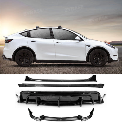 Tesla Model Y Rear Bumper Lip Wing Diffuser Replacement Splitter Spoiler ABS Body Kit Black Warrior Style