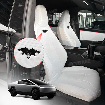 Tesla Cybertruck Seat Covers NAPPA Leather Full Coverage Seat Protector (Black/White)