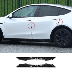 Tesla Model 3 Y Side Door Edge Guards Wet Real Carbon Fiber Scratch Protector Strips