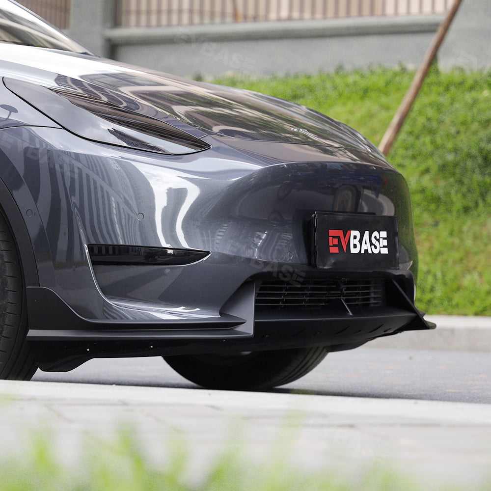 EVBASE Tesla Model Y Front Bumper Lip Fascia Front Lip Spoiler ABS Sport Body Kit Front Apron Model 3