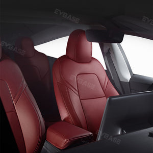 Custom Seat Covers Luxury NAPPA Litchi Vegan Leather Breathable Cushion For Tesla Model Y 3