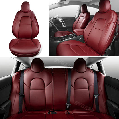 Custom Seat Covers Luxury NAPPA Litchi Vegan Leather Breathable Cushion For Tesla Model Y 3