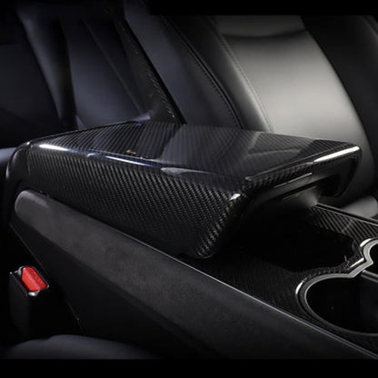 EVbase Tesla Central Control armrest Box Cover Real Carbon Fiber For Model 3 Y