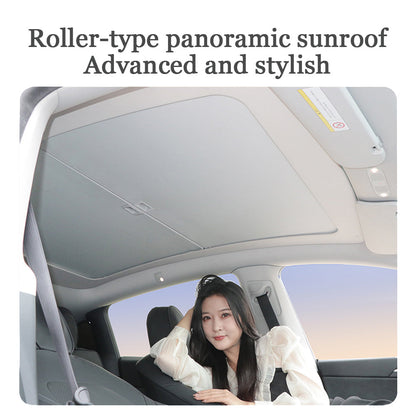 Tesla Model 3/Y Retractable Sunshade Glass Roof Sunshade with Roll Fabric style