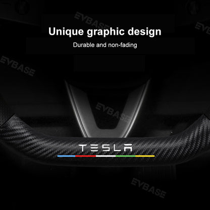 Tesla Model 3 Highland Steering Wheel Cover Wrap Breathable Anti-Slip Perforated Leather Wet Carbon Fiber