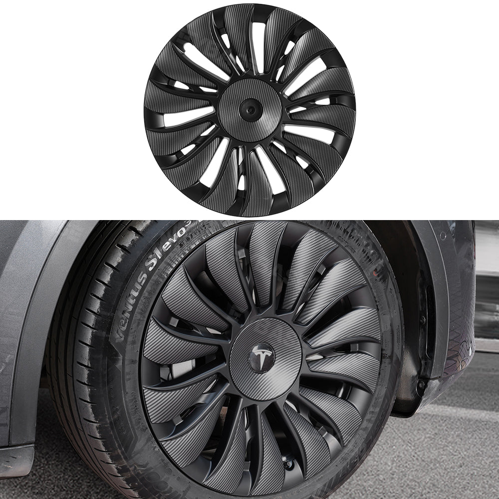 Model Y Überturbine Wheels Covers 19inch Carbon Fiber Texture for Tesla Gemini Wheels Exterior Accessories