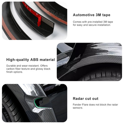 Tesla Model Y Fender Flares Wide Body Wheel Arches Extensions Edge Trim Protector With Radar Cutout