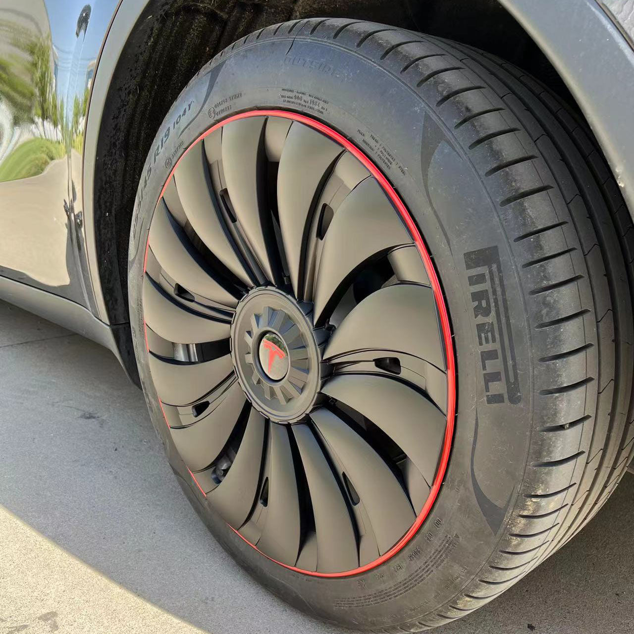 Tesla Redline Wheel Caps Model Y Überturbine Wheel Covers 19 inch Matte 4PCS for Gemini Wheels