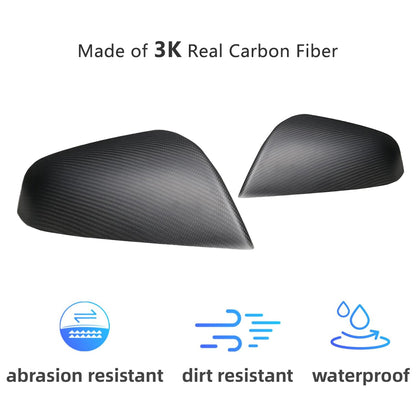 EVBASE Tesla Model X S Real Carbon Fiber Side Mirror Cover Anti-Scratch Model X S Exterior Accessories