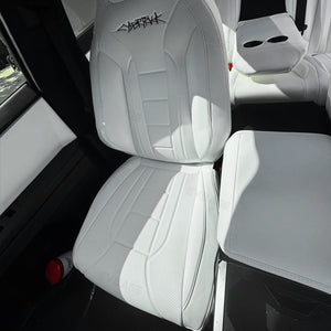 Tesla Cybertruck Seat Covers NAPPA Leather Full Coverage Seat Protector (Black/White)