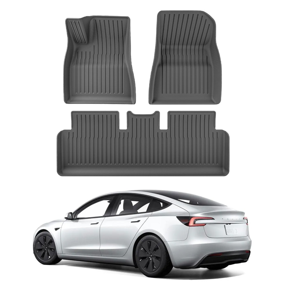 Tesla Model 3 Y Floor Mats 3D TPE Anti-Slip Waterproof All Weather Tesla Floor Mat EVBASE