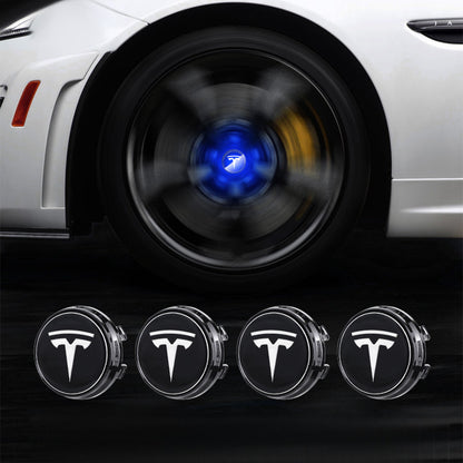 EVBASE Tesla Logo Model 3/Y LED Logo Center Caps Wheel Hub Caps Cover 4PCS