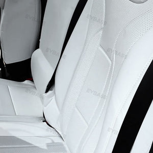 Tesla Cybertruck Seat Covers NAPPA Leather Full Coverage Seat Protector (Black/White)