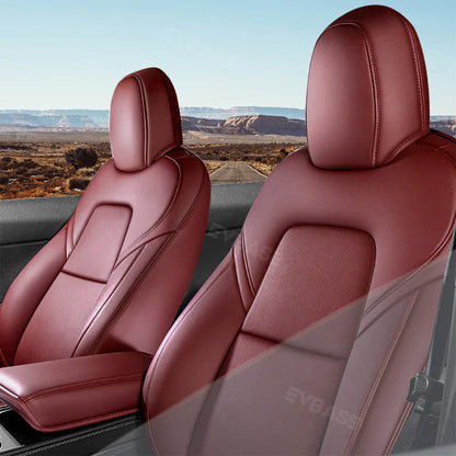 Custom Seat Covers Luxury NAPPA Litchi Vegan Leather Breathable Cushion For Tesla Model Y 3