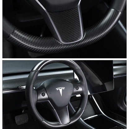 Tesla Model Y 3 Real Carbon Fiber Interior Accessories Steering Wheel Center Console Model 3 (2017-2023)