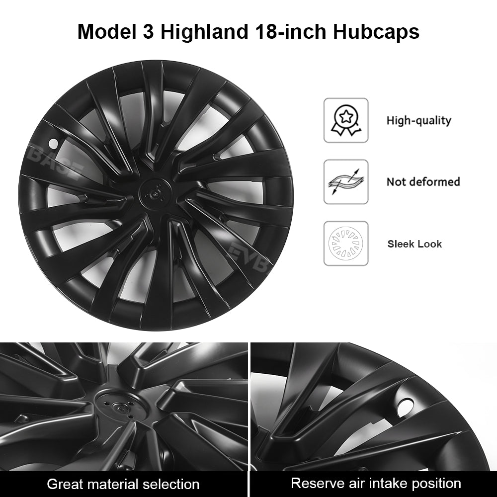 Tesla Model 3 Highland Wheel Covers 18 Inch Hub Caps Sport Wheel Caps 4PCS Nova Style For Photon Wheels